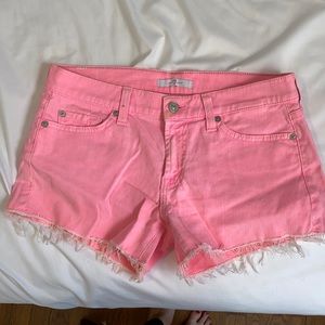 Pink 7 For All Mankind cut-off shorts